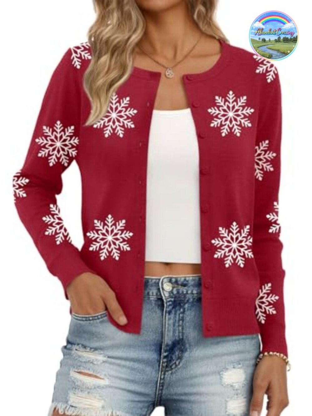Women's Lightweight Knit Cardigan Long Sleeve Button Crew Neck Sweater